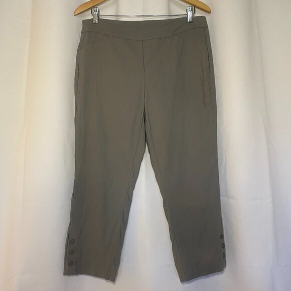 Tribal Fia Snap Button Capri Pant Womens 12P Light Grey Pull On Office EUC - Picture 1 of 10